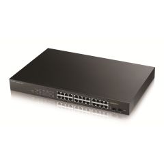 GS1900-24HP Zyxel Fanless 24-Port GbE PoE+ L2 Web Managed Rack-Mountable Switch