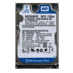 WD2500BEVS Western Digital Scorpio Blue 250GB 5400RPM SATA 7-Pin 8MB Cache 2.5-inch Low Profile (1.0 inch) Hard Drive